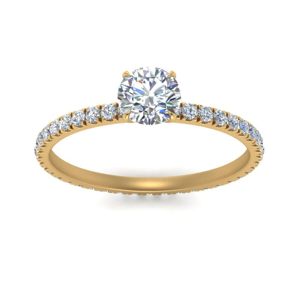 Lab diamond Pave Eternity Engagement Rings 14K Gold
