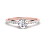 Load image into Gallery viewer, Round Cut Lab diamond Side Stone Engagement Rings 14K Rose Gold
