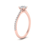 Load image into Gallery viewer, Round Cut Lab diamond Side Stone Engagement Rings 14K Rose Gold
