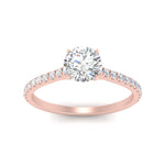 Load image into Gallery viewer, Round Cut Lab diamond Side Stone Engagement Rings 14K Rose Gold
