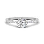 Load image into Gallery viewer, Round Cut Lab diamond Side Stone Engagement Rings 14K White Gold
