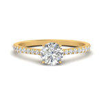 Load image into Gallery viewer, Round Cut Lab diamond Side Stone Engagement Rings 14K Yellow Gold
