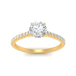 Load image into Gallery viewer, Round Cut Lab diamond Side Stone Engagement Rings 14K Yellow Gold
