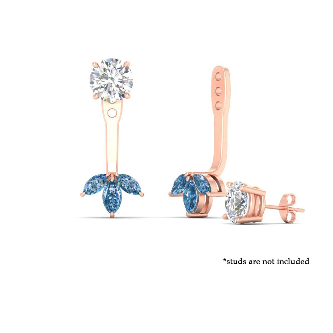 Lab Colored Front Back Fancy Marquise Earring Jackets
