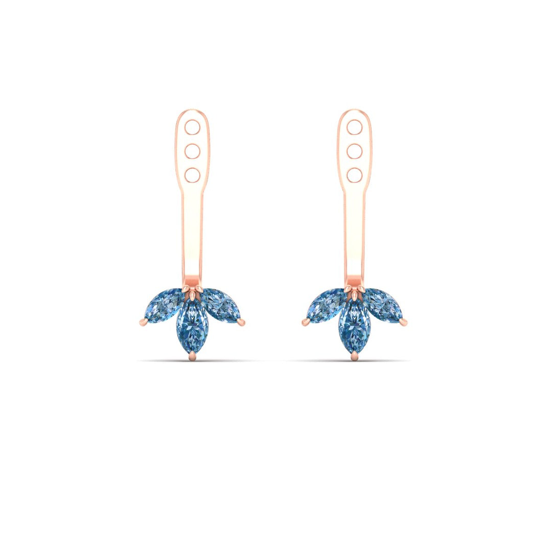 Lab Colored Front Back Fancy Marquise Earring Jackets