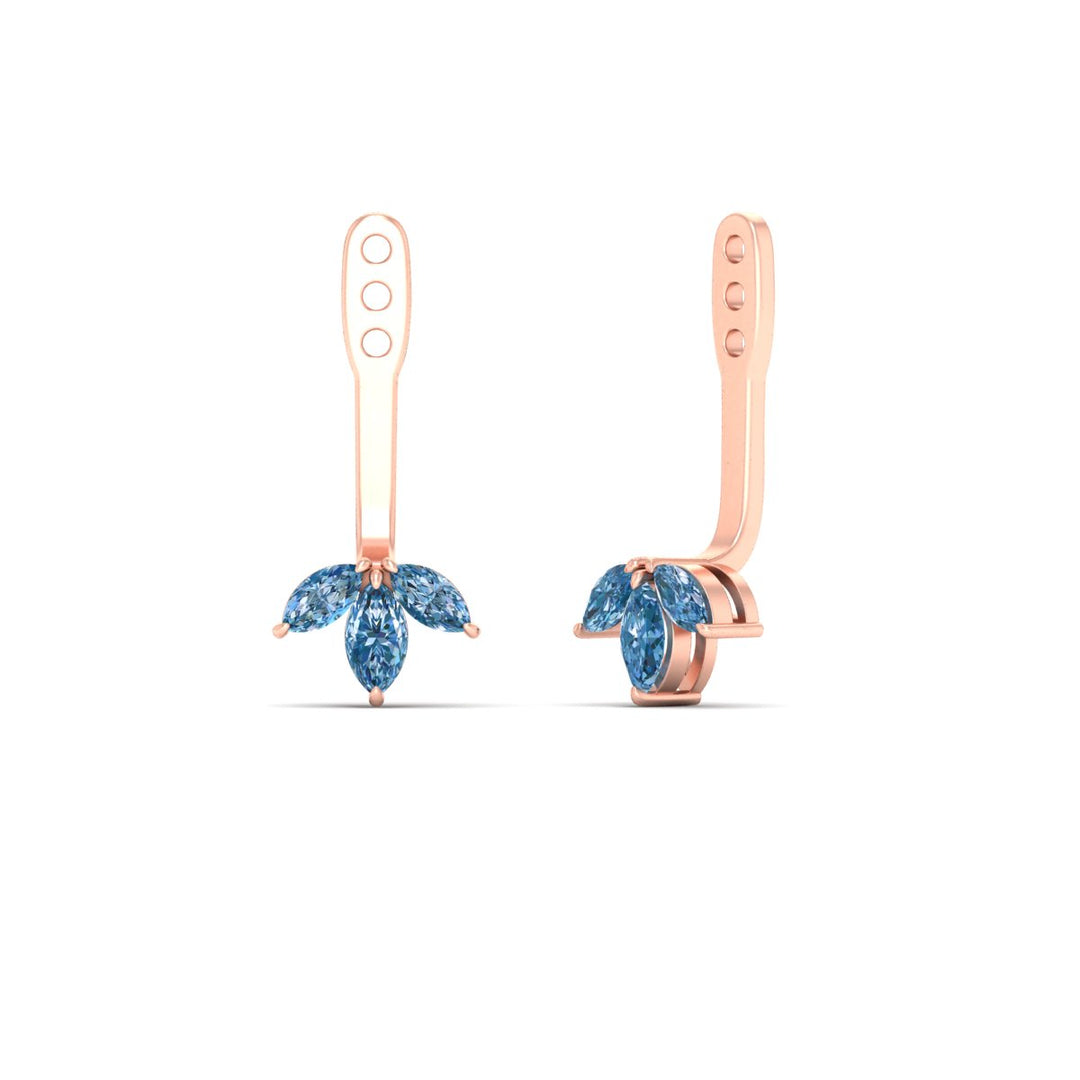 Lab Colored Front Back Fancy Marquise Earring Jackets