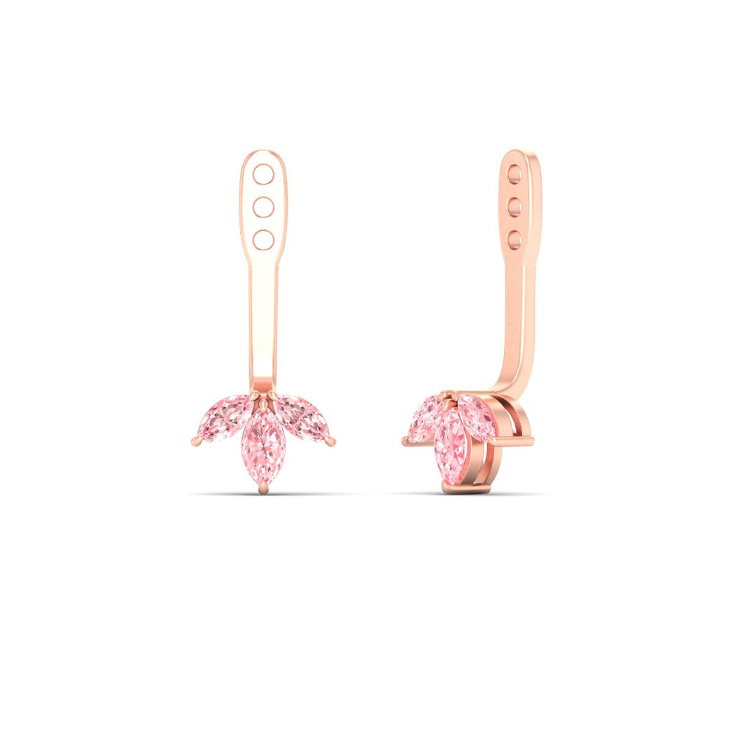 Lab Colored Front Back Fancy Marquise Earring Jackets