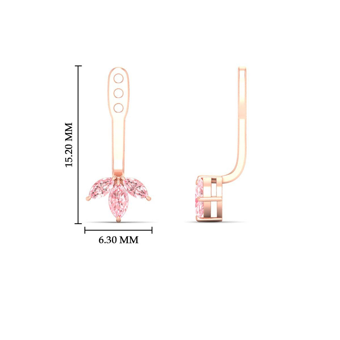 Lab Colored Front Back Fancy Marquise Earring Jackets