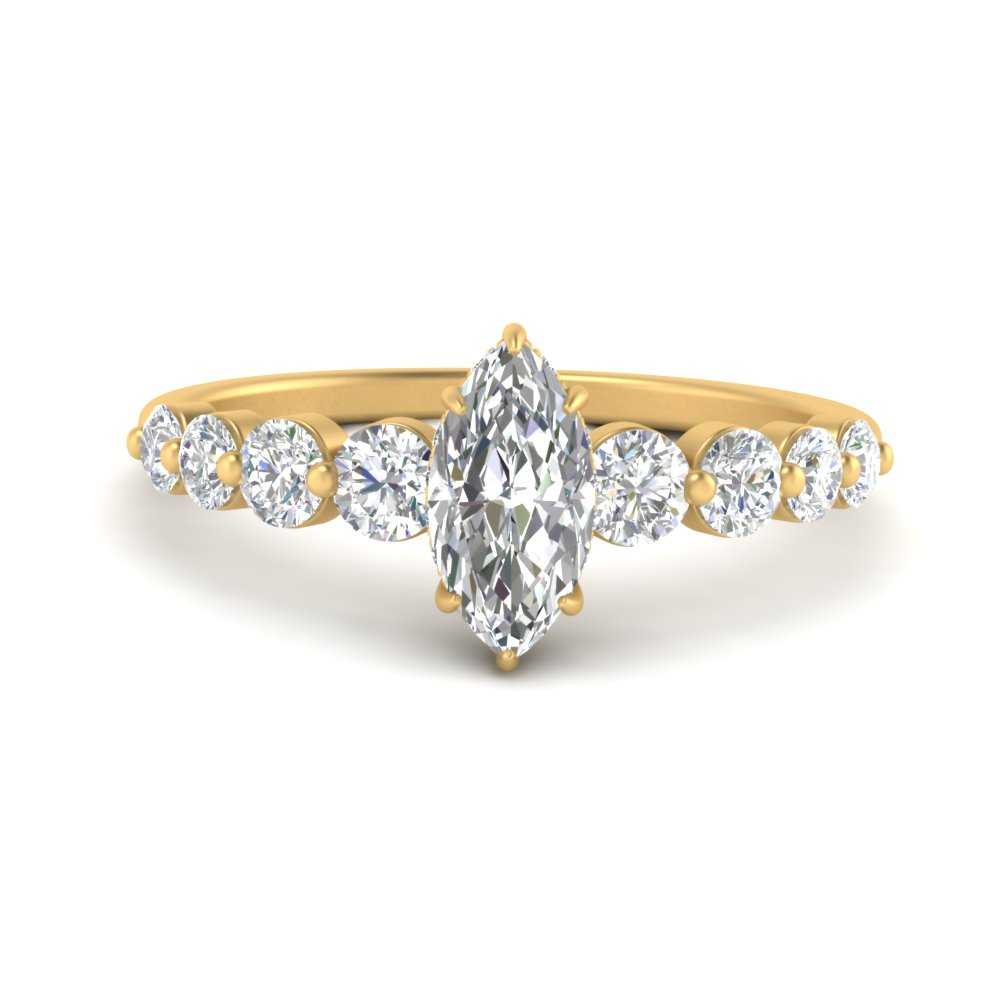 1/2 To 5 Carat Graduated Lab Diamond Under Halo Engagement Ring 14K Gold