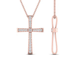 Load image into Gallery viewer, Lab Diamond Graduated Cross Pendant Necklace 14K Gold
