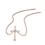 Load image into Gallery viewer, Lab Diamond Graduated Cross Pendant Necklace 14K Gold
