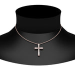 Load image into Gallery viewer, Lab Diamond Graduated Cross Pendant Necklace 14K Gold
