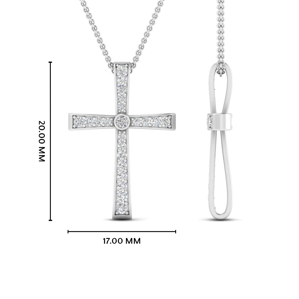 Lab Diamond Graduated Cross Pendant Necklace 14K Gold