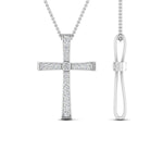 Load image into Gallery viewer, Lab Diamond Graduated Cross Pendant Necklace 14K Gold
