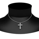 Load image into Gallery viewer, Lab Diamond Graduated Cross Pendant Necklace 14K Gold
