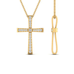 Load image into Gallery viewer, Lab Diamond Graduated Cross Pendant Necklace 14K Gold
