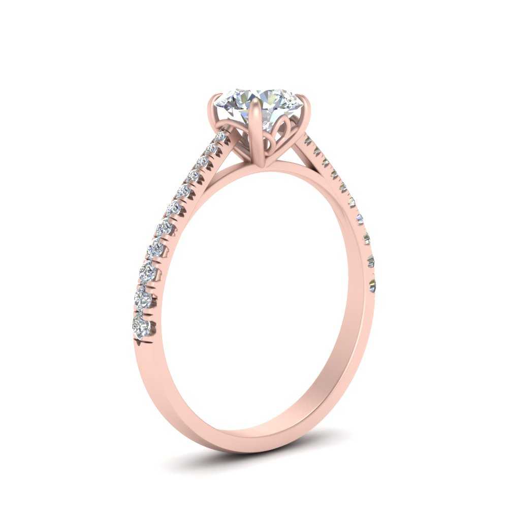 Graduated French Pave Lab Diamond Ring 14K Gold