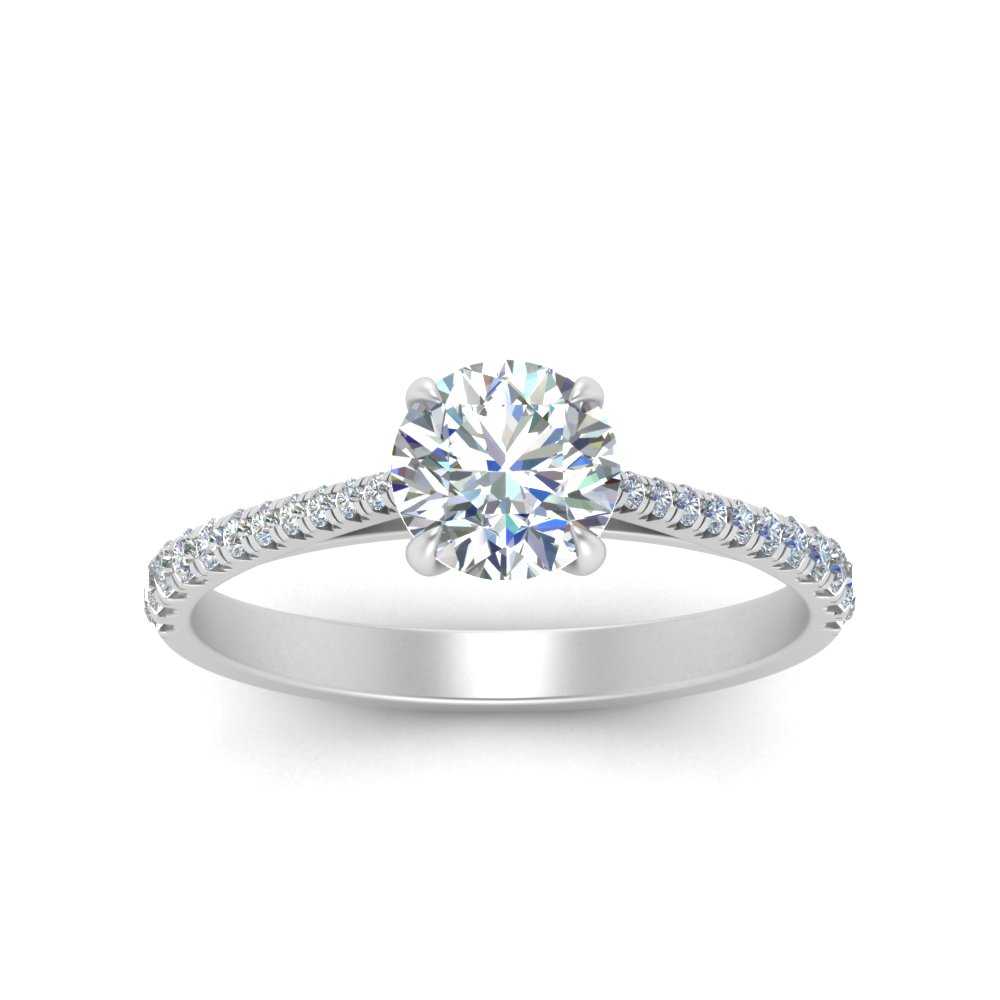 Graduated French Pave Lab Diamond Ring 14K Gold