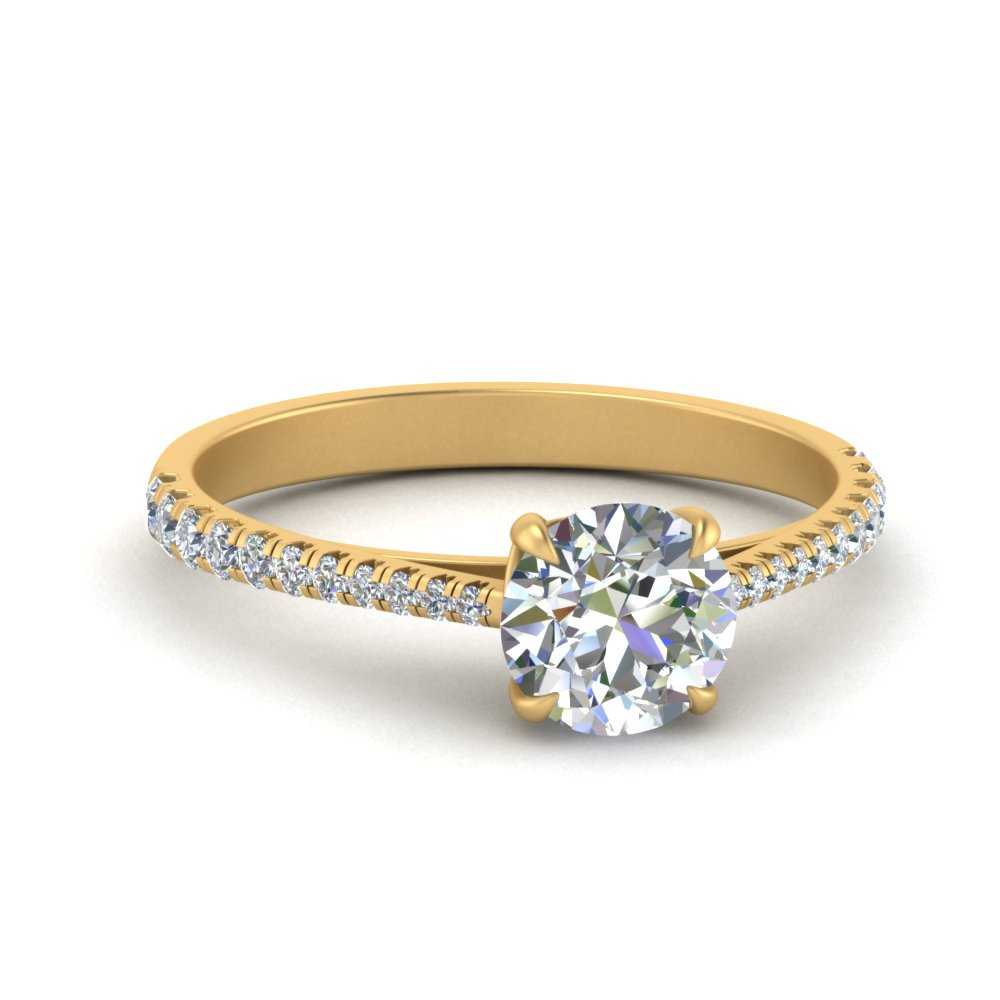 Graduated French Pave Lab Diamond Ring 14K Gold