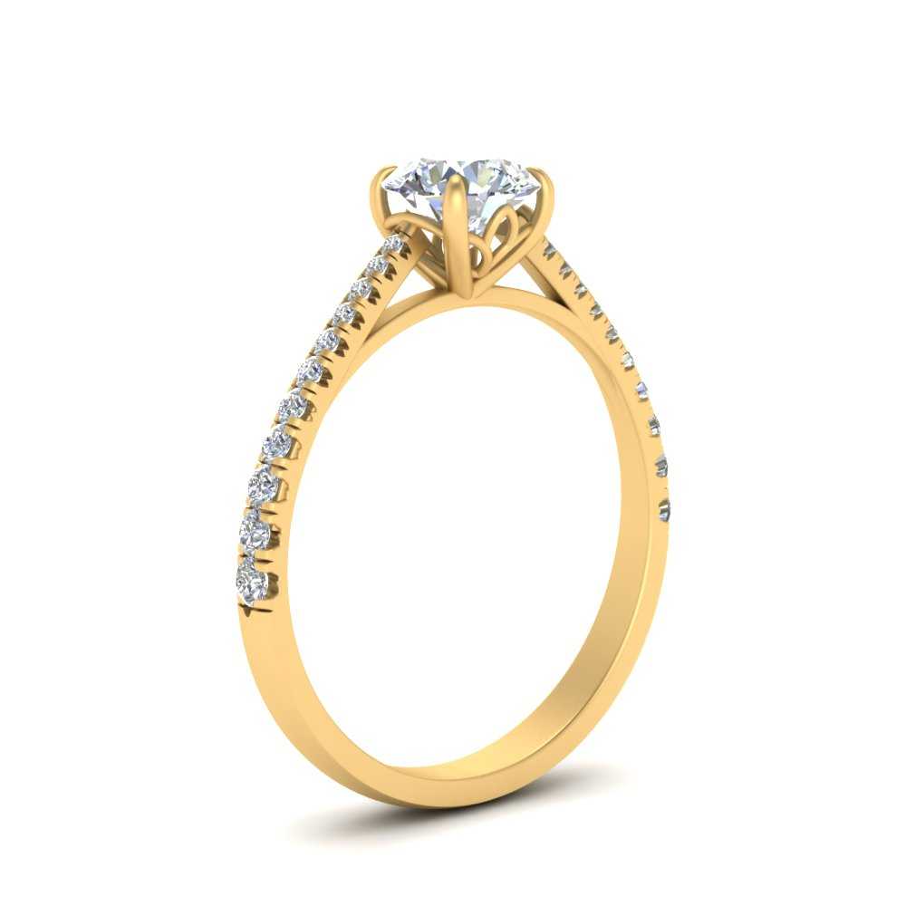 Graduated French Pave Lab Diamond Ring 14K Gold