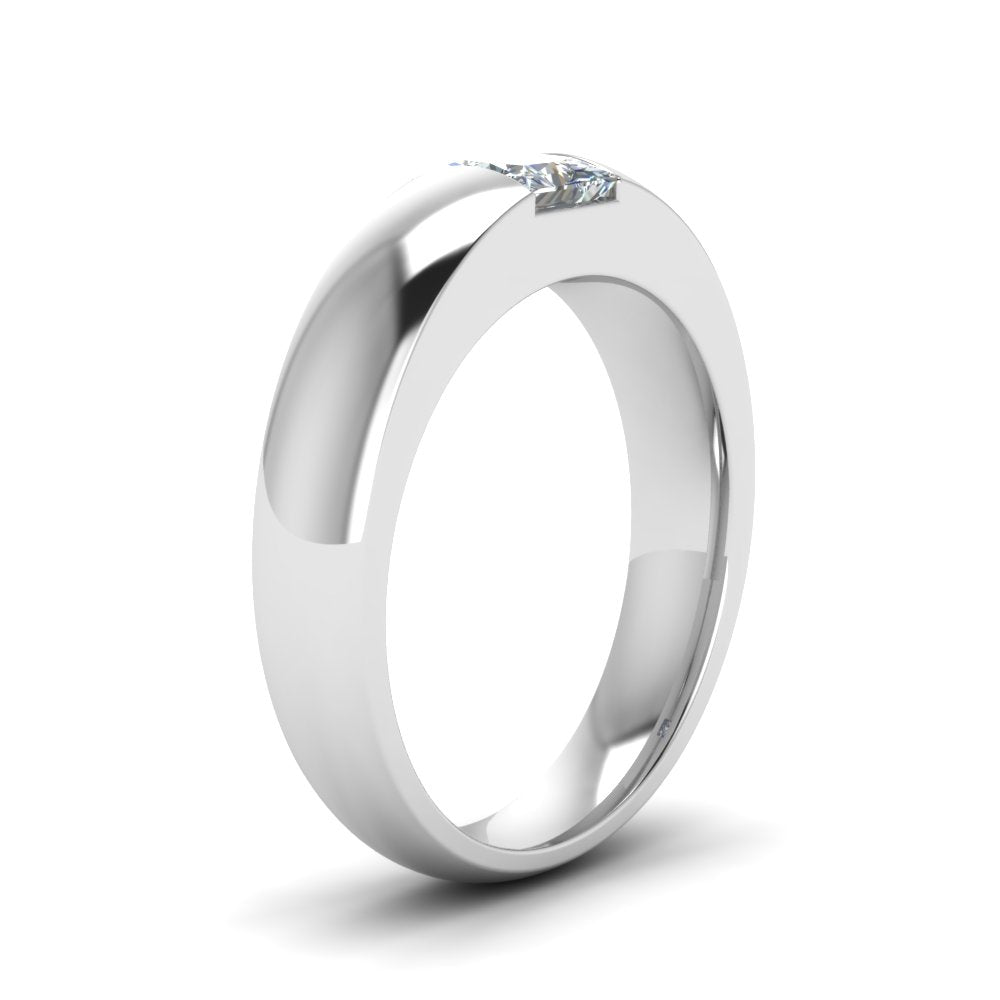 Bezel Solitaire Princess Lab Diamond Wedding Ring