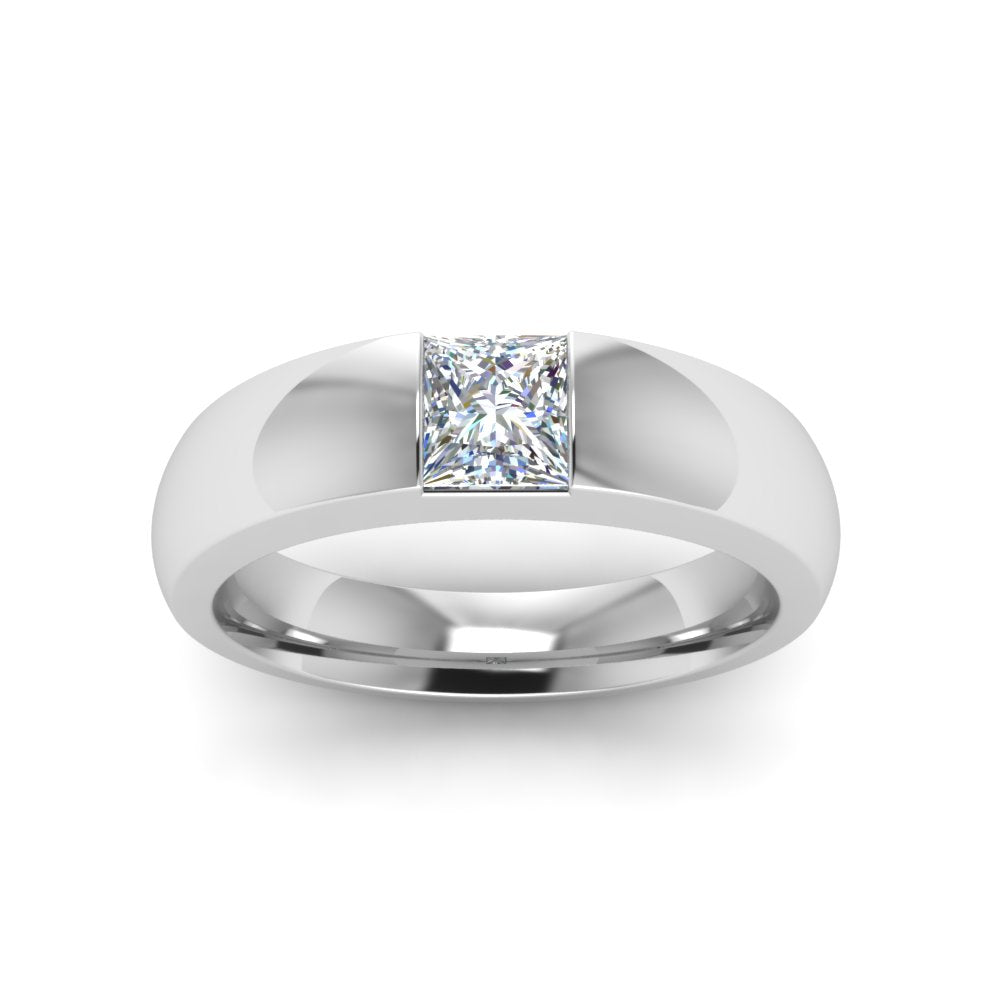 Bezel Solitaire Princess Lab Diamond Wedding Ring