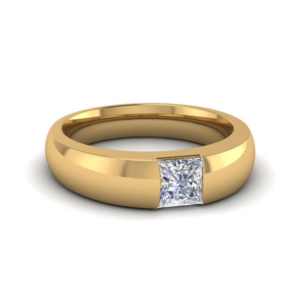 Bezel Solitaire Princess Lab Diamond Wedding Ring