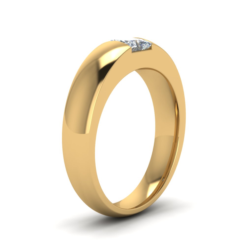 Bezel Solitaire Princess Lab Diamond Wedding Ring