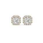 Load image into Gallery viewer, Asscher Cut Halo Stud Earring For Women In 14K Yellow Gold | Cuts &amp; Carat
