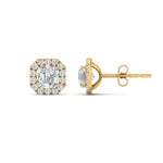 Load image into Gallery viewer, Asscher Cut Halo Stud Earring For Women In 14K Yellow Gold | Cuts &amp; Carat
