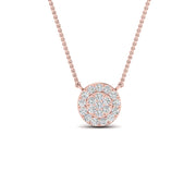 0.50 Ctw Lab Round Diamond Cluster Set Stacking Necklace For Women 14K Gold