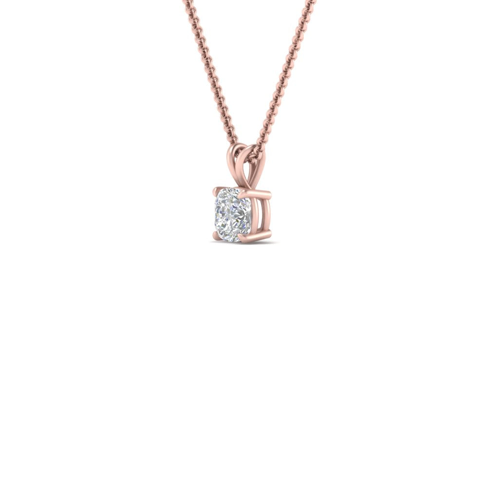 Cushion Lab Diamond Solitaire Pendant For Women 14K Gold