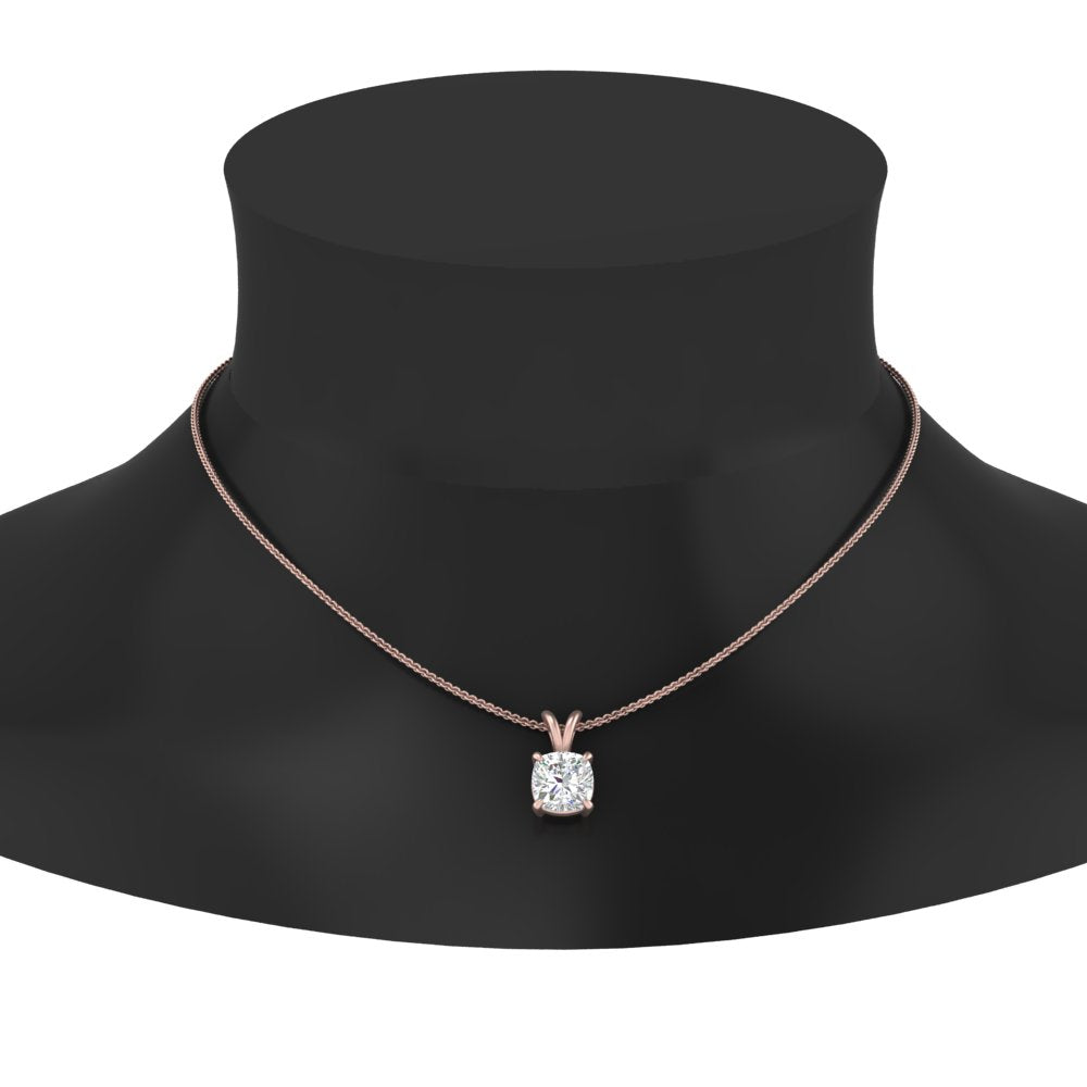 Cushion Lab Diamond Solitaire Pendant For Women 14K Gold