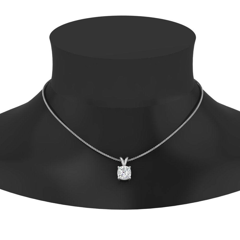 Cushion Lab Diamond Solitaire Pendant For Women 14K Gold
