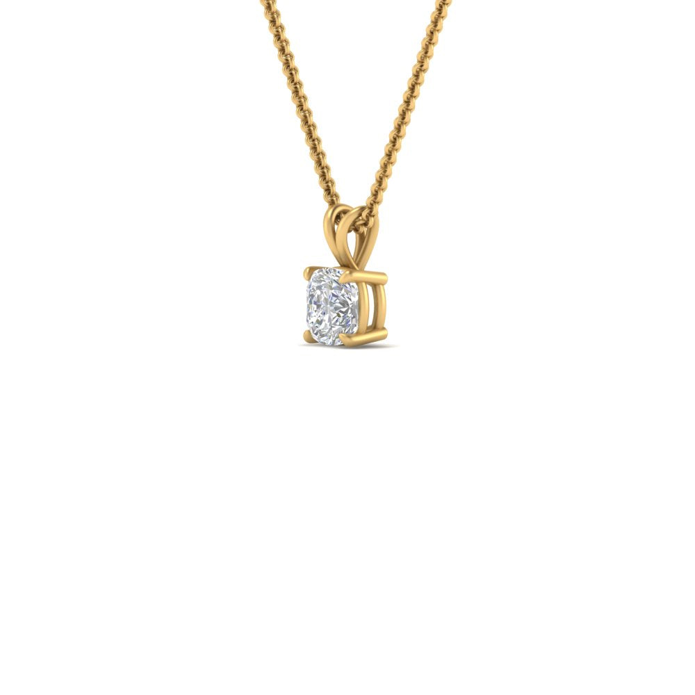 Cushion Lab Diamond Solitaire Pendant For Women 14K Gold