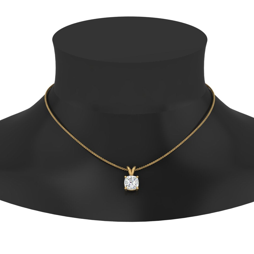 Cushion Lab Diamond Solitaire Pendant For Women 14K Gold