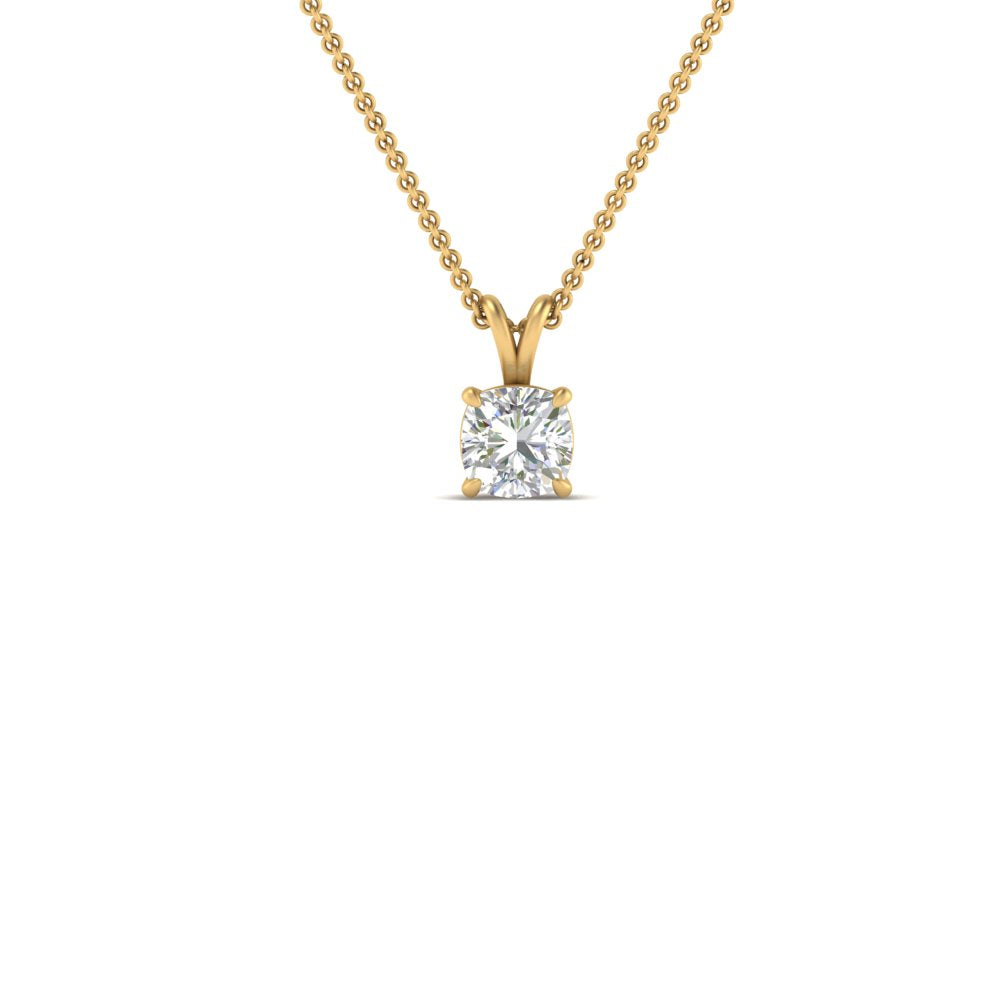 Cushion Lab Diamond Solitaire Pendant For Women 14K Gold