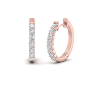 Delicate Lab Diamond Hoop Earrings For Women In 14k Rose Gold | Cuts & Carat