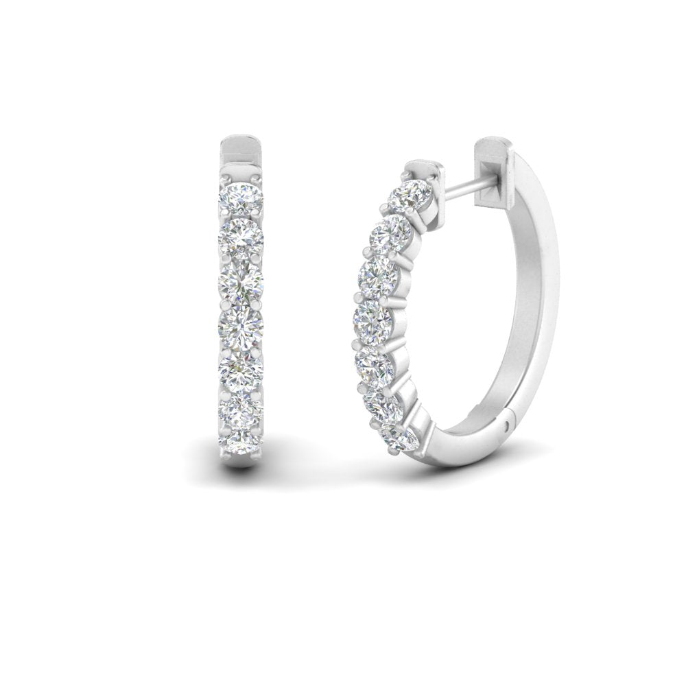 Delicate Lab Diamond Hoop Earrings For Women In 14k White Gold | Cuts & Carat