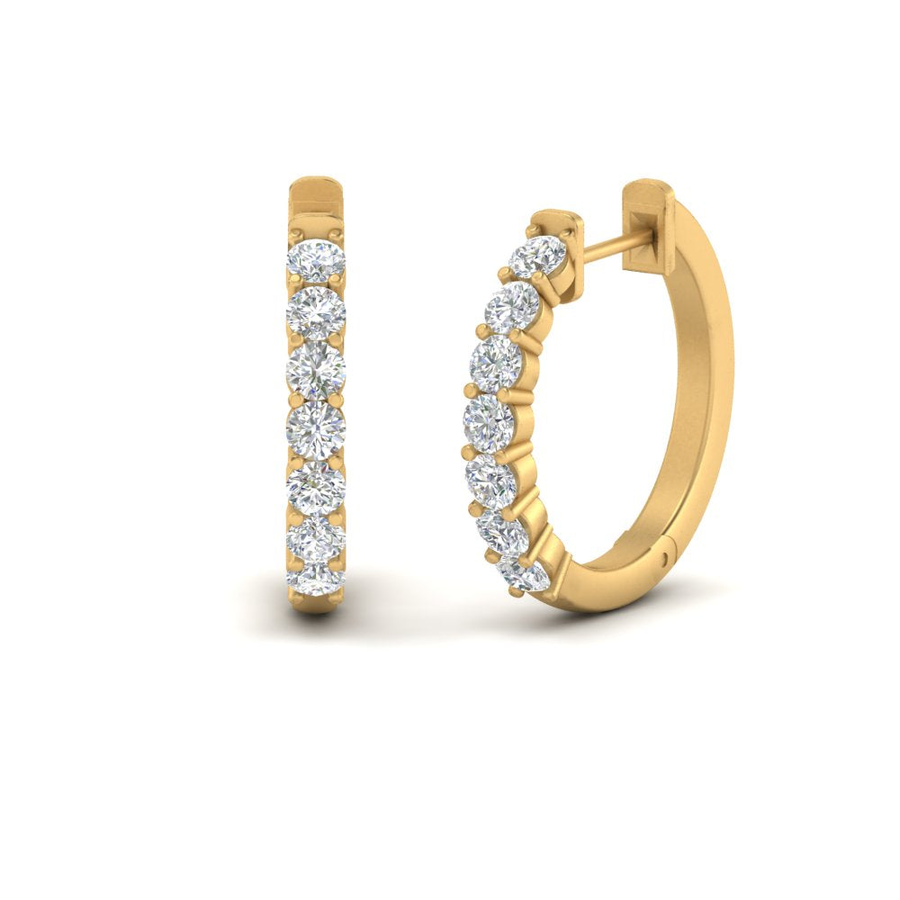 Delicate Lab Diamond Hoop Earrings For Women In 14k Yellow Gold | Cuts & Carat