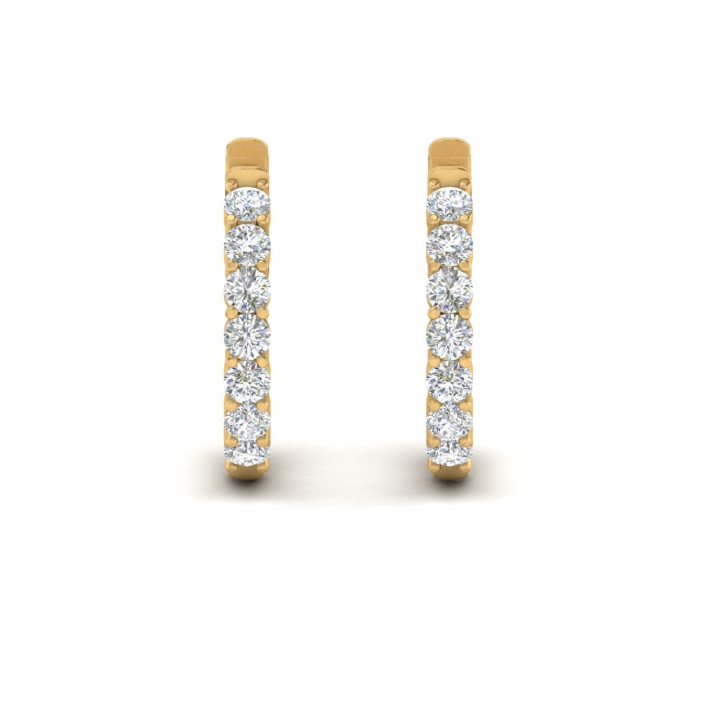 Delicate Lab Diamond Hoop Earrings For Women In 14k Yellow Gold | Cuts & Carat