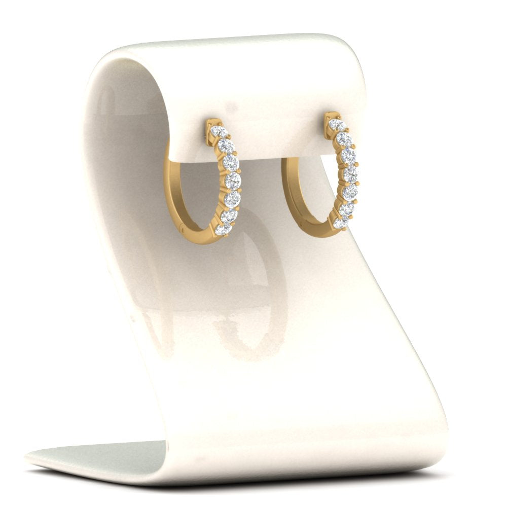 Delicate Lab Diamond Hoop Earrings For Women In 14k Yellow Gold | Cuts & Carat