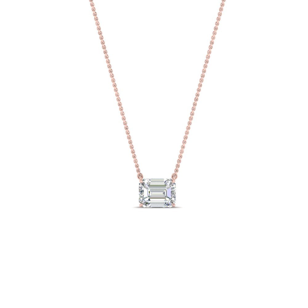 0.25 Ctw To 1 Ctw Emerald Lab Diamond East West Solitaire Pendant For Women 14K Gold