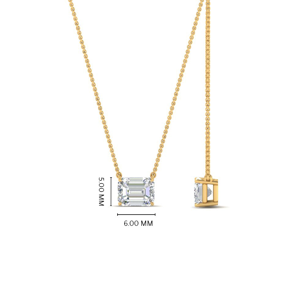 0.25 Ctw To 1 Ctw Emerald Lab Diamond East West Solitaire Pendant For Women 14K Gold