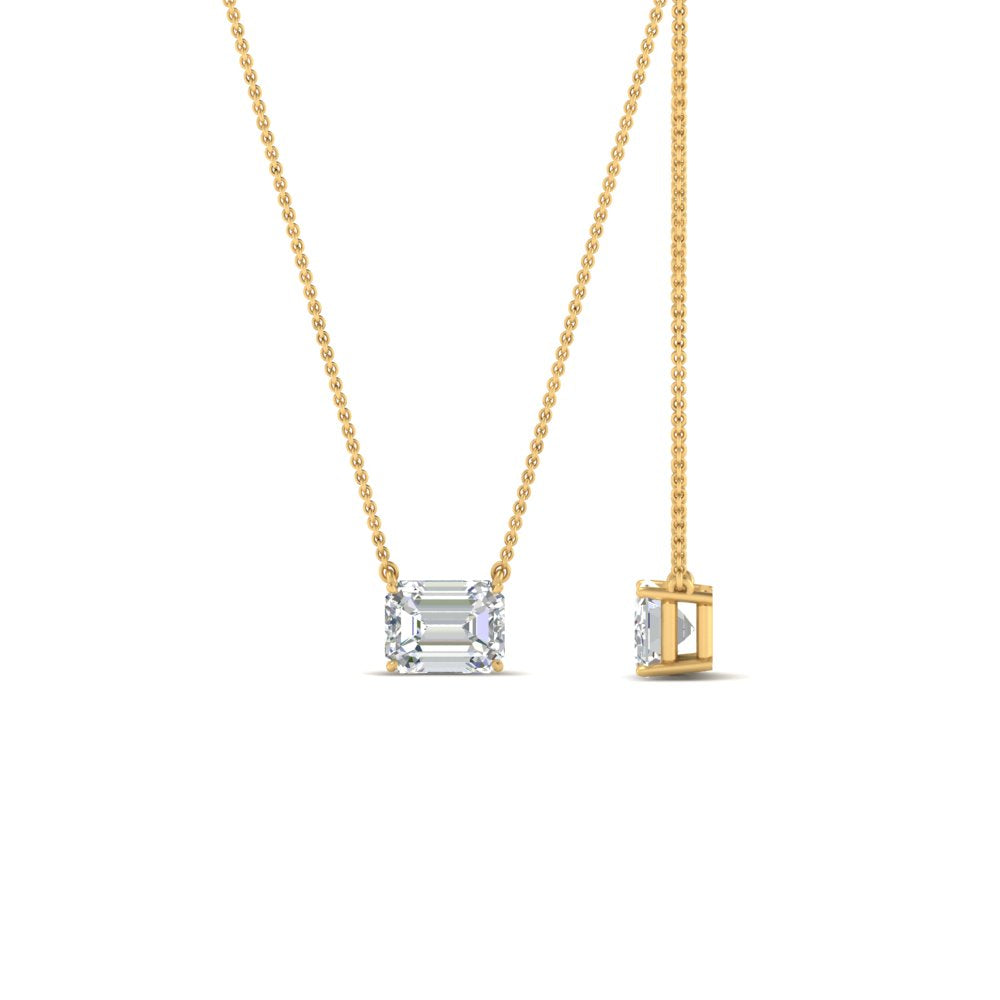 0.25 Ctw To 1 Ctw Emerald Lab Diamond East West Solitaire Pendant For Women 14K Gold