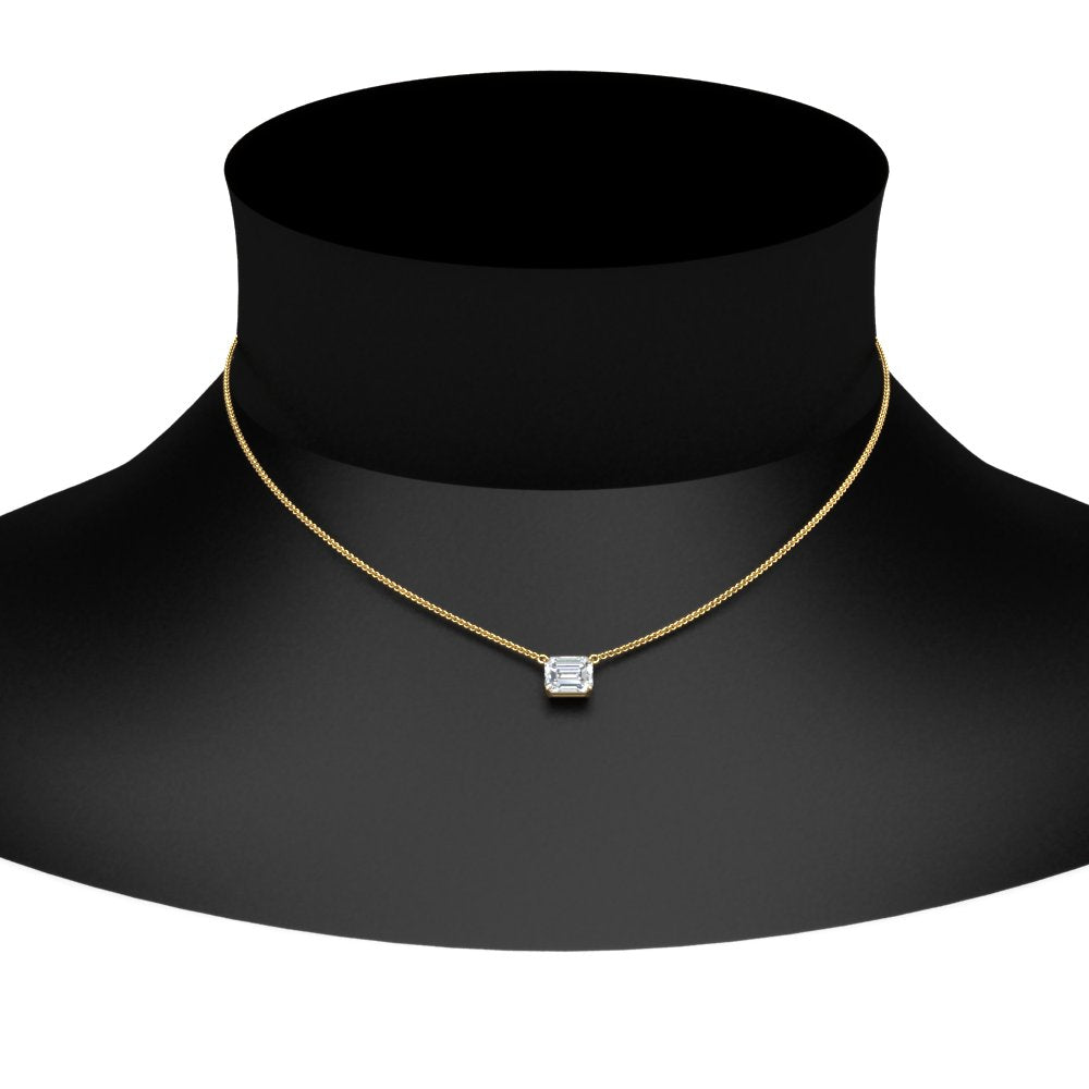 0.25 Ctw To 1 Ctw Emerald Lab Diamond East West Solitaire Pendant For Women 14K Gold