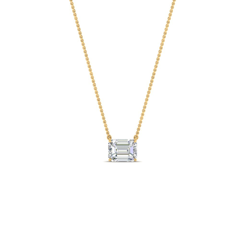 0.25 Ctw To 1 Ctw Emerald Lab Diamond East West Solitaire Pendant For Women 14K Gold