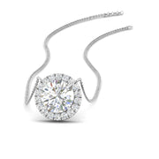 Half Carat Halo Lab Diamond Pendant 14K Gold