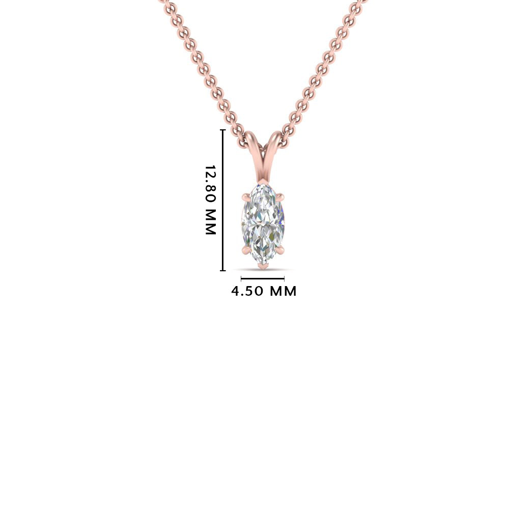 Marquise Lab Diamond Solitaire Pendant For Women 14K Gold