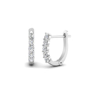Lab Diamond Round Cut Small Hoop Women Earrings In 14k White Gold | Cuts & Carat